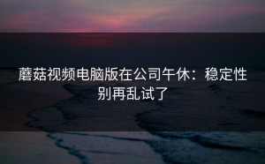 蘑菇视频电脑版在公司午休：稳定性别再乱试了